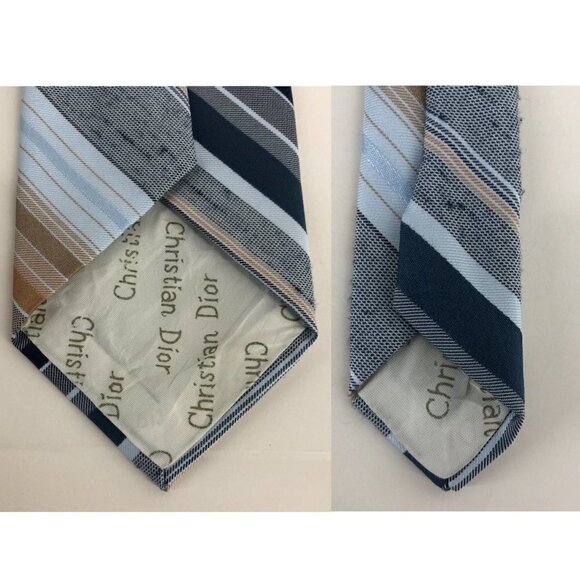 2 Christian Dior Monsieur‎ Vintage Diagonal Stripe Ties - Picture 5 of 15
